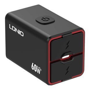 Мото Інвертор LDNIO C108 1USB/1USB-C 60W+Type-C to Type-C Чорний 6933138602799 фото