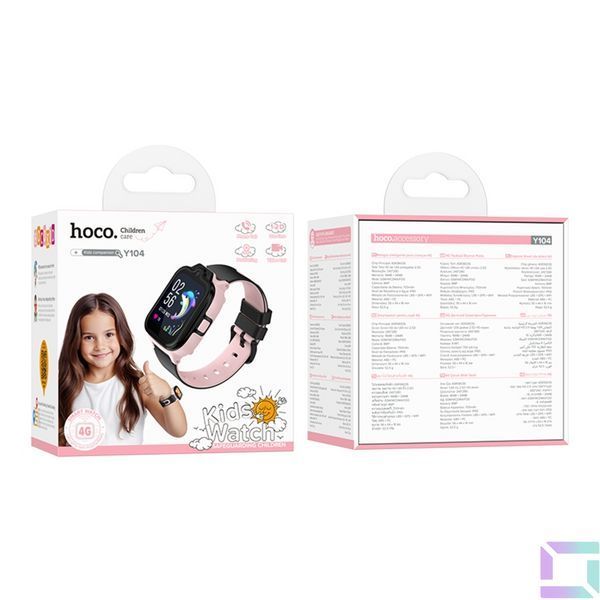 Детские Смарт Часы Hoco Y104 4G GPS Розовый 6942007646376 фото