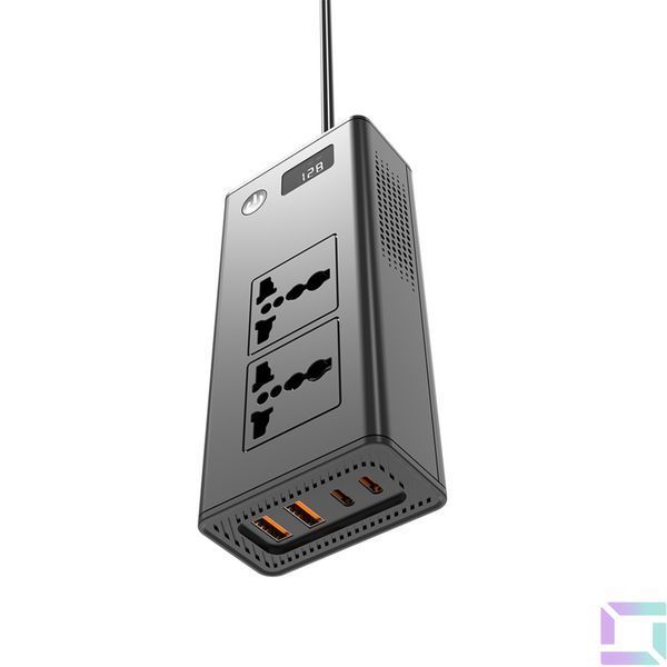 Автомобільний Інвертор XO CZ027 2 Sockets/2USB-C PD20W/2USB-A QC36W 200W Чёрный 6975837588905 фото