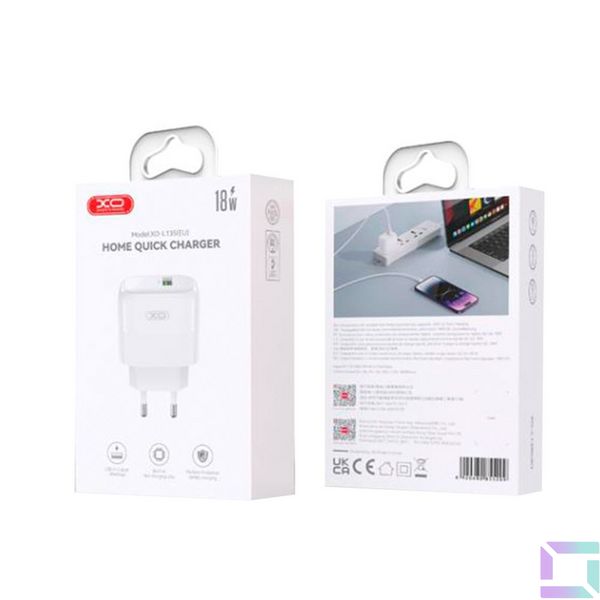 Сетевое Зарядное Устройство XO L135 1USB QC 18W Цвет Белый 6920680855131 фото