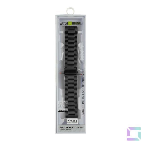 Ремешок Универс 22mm Stainless Steel для Samsung/Amazfit/Huawei Black 2020000432173 фото