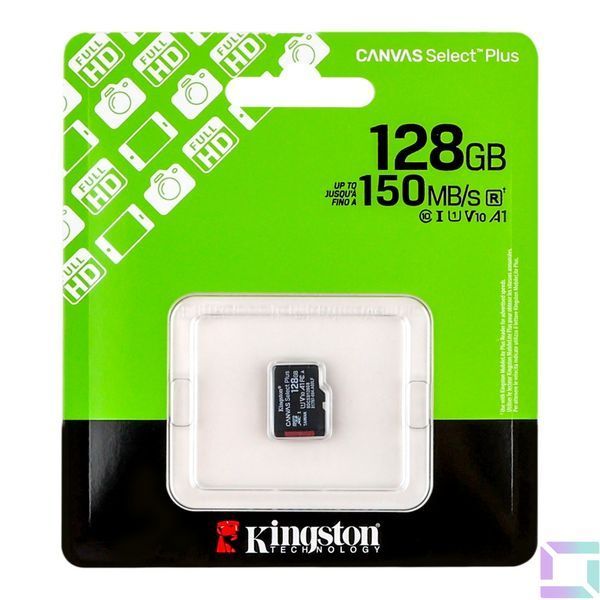 Карта Памяти Kingston Canvas Select Plus Gen3 microSDXC (UHS-1) 128gb 10 Class Черный 740617348484 фото