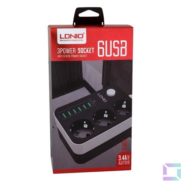 Сетевой Удлинитель LDNIO SE3631 6USB-A / 3-Sockets Черный 6933138636312 фото