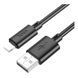 Кабель USB Hoco X88 Gratified Lightning 2.4A 2m Чорний 6942007653589 фото