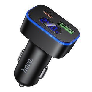 Автомобільний Зарядний Пристрій Hoco Z63B 1USB QC18W/1USB-C PD30W Total 48W Display Чорний 6942007666244 фото
