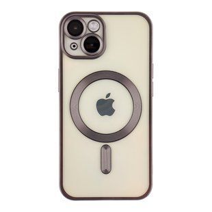 Чехол TPU Metallic Chrome Full Camera with Magsafe для iPhone 14 Chrome Black 2020000384083 фото
