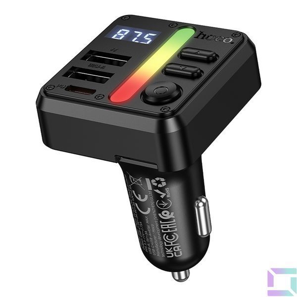 FM-трансмітер Hoco E89 USB-C PD30W+USB 15W/TF/BT5.4 Total 45W Чорний 6942007673808 фото