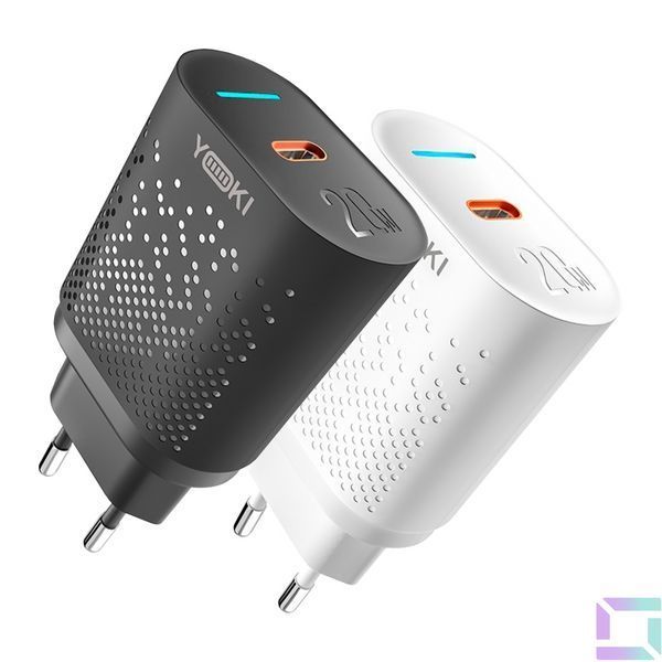 Мережевий зарядний пристрій YOKI Led Series YK-20PD 20W Чорний 2020000339618 фото