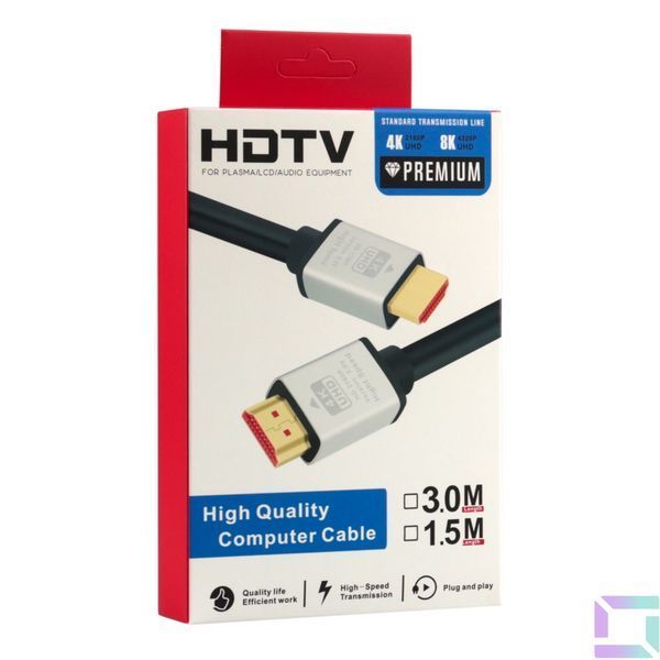 Кабель HDMI- HDMI 2.0V 3m 4K Premium Чорний 2020000463733 фото