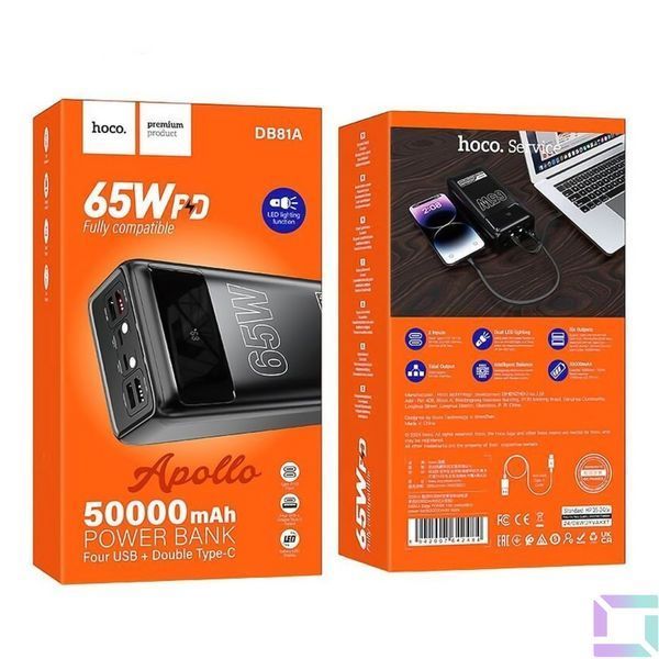 Power Bank Hoco DB81A Apollo PD65W 50000 mAh Черный 6942007637756 фото