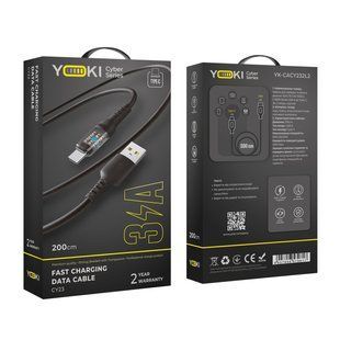 USB YOKI CYBER YK-CY23 Type-C 3A 2m Черный 6907858579617 фото