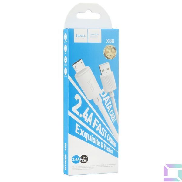Кабель USB Hoco X88 Gratified Micro 2.4A Білий 6931474783332 фото