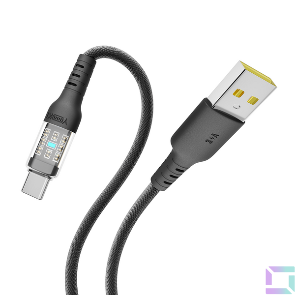 Кабель USB YOKI CYBER YK-CY23 Type-C 3A 2m Колір Чорний 6907858579617 фото