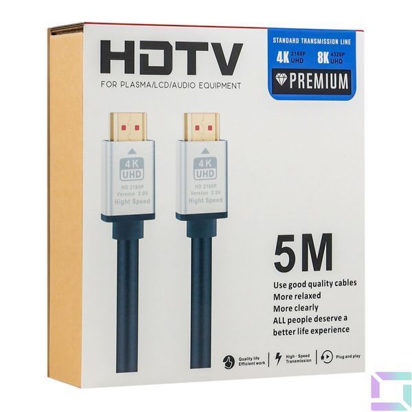 Кабель HDMI- HDMI 2.0V 5m 4K Premium Чорний 8856415575266 фото