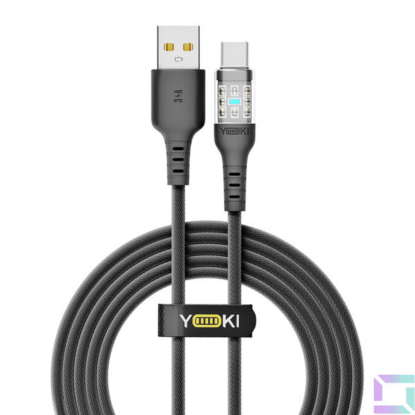Кабель USB YOKI CYBER YK-CY23 Type-C 3A 2m Чорний 6907858579617 фото