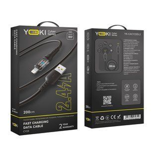 USB YOKI CYBER YK-CY23 Lightning 2.4A 2m Черный 6907858579624 фото