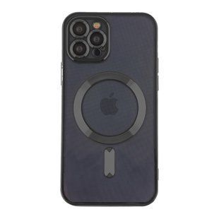 Чехол TPU Metallic Full Camera with Magsafe для iPhone 12 Pro Max Black 2020000342731 фото