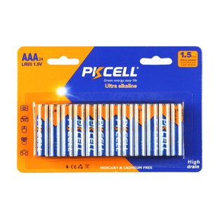 Батарейка щелочная PKCELL 1.5V AAA/LR03, 24 штуки в блистере (PC/LR03-24B) Характеристики ААА 6942449512024 фото