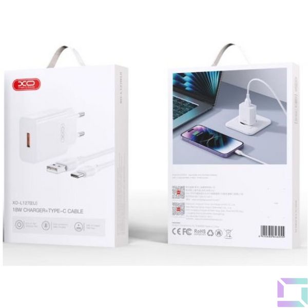 Сетевое Зарядное Устройство XO L127 1USB QC 18W+USB to Type-C Цвет Белый 6920680846931 фото