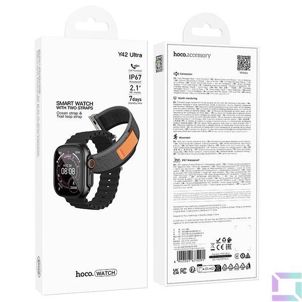 Смарт Годинник Hoco Y42 Ultra call version Neilon Чорний 6942007675291 фото