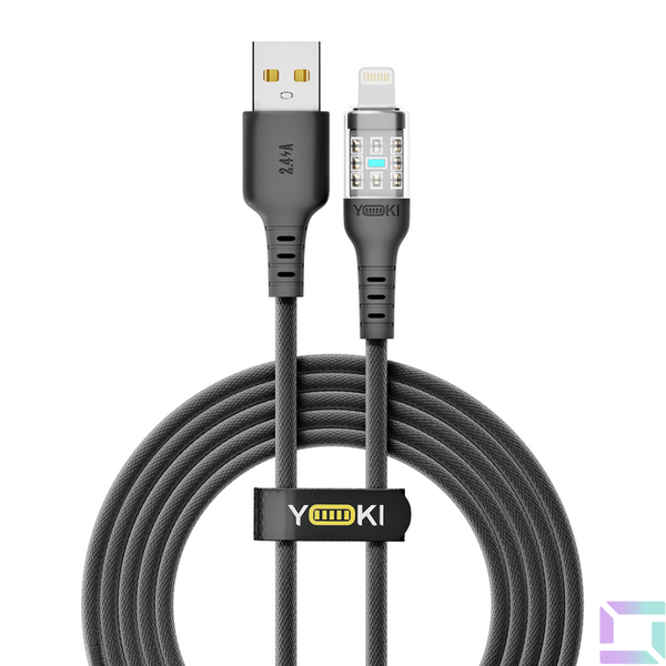 Кабель USB YOKI CYBER YK-CY23 Lightning 2.4A 2m Чорний 6907858579624 фото