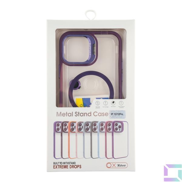 Чохол TPU+PC+Metal Stand Case with MagSafe and Camera Lenses для iPhone 12/12 Pro Dark Purple 2020000408116 фото