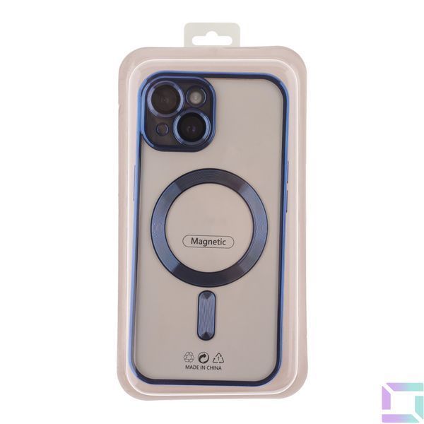 Чехол TPU Metallic Full Camera with Magsafe для iPhone 15 Blue 2020000370284 фото