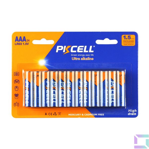 Батарейка щелочная PKCELL 1.5V AAA/LR03, 24 штуки в блистере (PC/LR03-24B) Характеристики ААА 6942449512024 фото