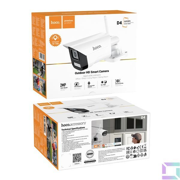 Смарт Камер Зовнішня Hoco D4 HD Wireless (EU) Білий 6942007635585 фото