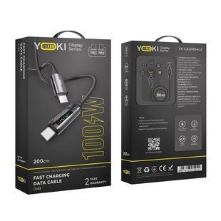 USB YOKI DISPLAY YK-DI88 Type-C to Type-C 100W 2m Черный 6907858579921 фото