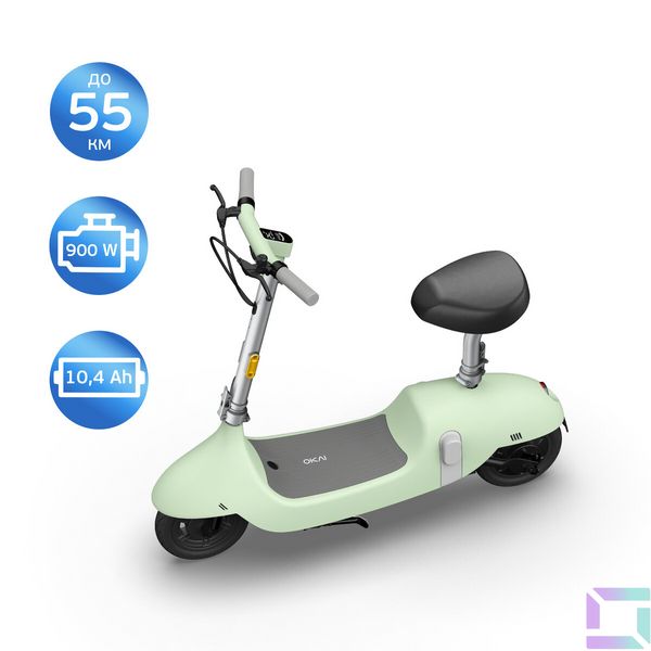 Електросамокат з сидінням OKAI Ceetle PRO EA10C Mint Green 10', 350(900)W, 25Km/h, 10,4Ah, 55Km, 20%,NFC, App, 29kg (EA10C-MG) 50582 фото