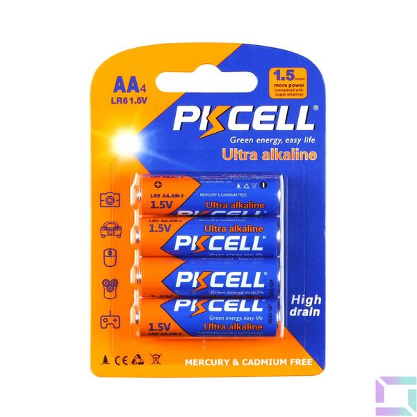 Батарейка щелочная PKCELL 1.5V AA/LR6, 4 штуки в блистере (PC/LR6-4B) Характеристики АА 6942449511225 фото