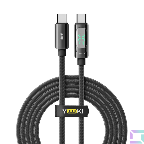 Кабель USB YOKI DISPLAY YK-DI88 Type-C to Type-C 100W 2m Чорний 6907858579921 фото