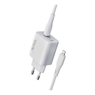 Мережевий Зарядний Пристрій Ridea RW-20125 Rapid Pro 1USB-C QC/PD 20W+Type-C to Lightning Бiлий 6902020132423 фото