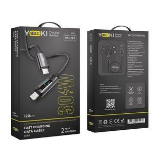 Кабель USB YOKI DISPLAY YK-DI88 Type-C to Lightning 30W 1.2m Чорний 6907858579938 фото