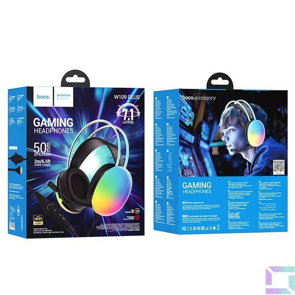 Ігрові Навушники Hoco W109 Plus Rich USB7.1 channel М'ята упаковка Чорний 2020000429272 фото