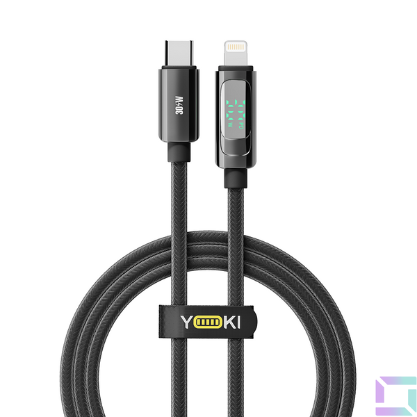 Кабель USB YOKI DISPLAY YK-DI88 Type-C to Lightning 30W 1.2m Колір Чорний 6907858579938 фото