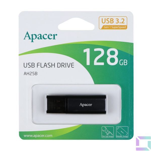USB флеш-накопичувач Apacer AH25B 128gb 3.2 Чорний 4712389917119 фото