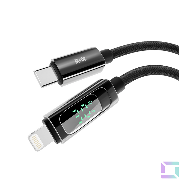 Кабель USB YOKI DISPLAY YK-DI88 Type-C to Lightning 30W 1.2m Колір Чорний 6907858579938 фото