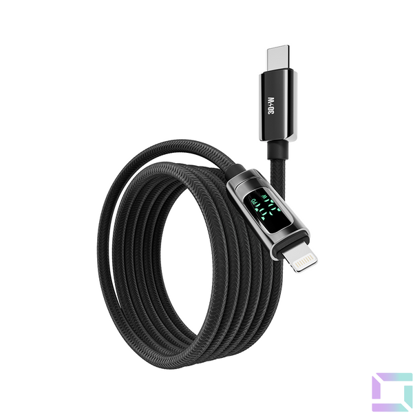 Кабель USB YOKI DISPLAY YK-DI88 Type-C to Lightning 30W 1.2m Колір Чорний 6907858579938 фото