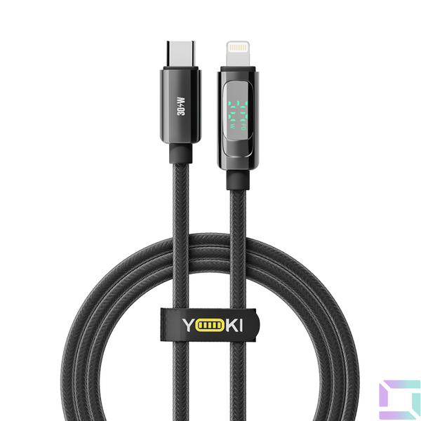 USB YOKI DISPLAY YK-DI88 Type-C to Lightning 30W 1.2m Черный 6907858579938 фото