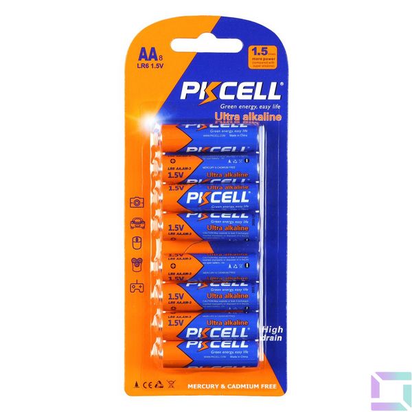 Батарейка щелочная PKCELL 1.5V AA/LR6, 8 штук в блистере (PC/LR6-8B) Характеристики АА 6942449511263 фото