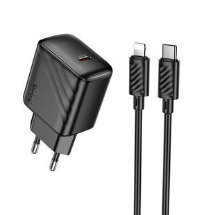 Сетевое Зарядное Устройство Hoco CS24A 1USB-C PD/QC 25W+Type-C to Lightning Черный 6942007639767 фото