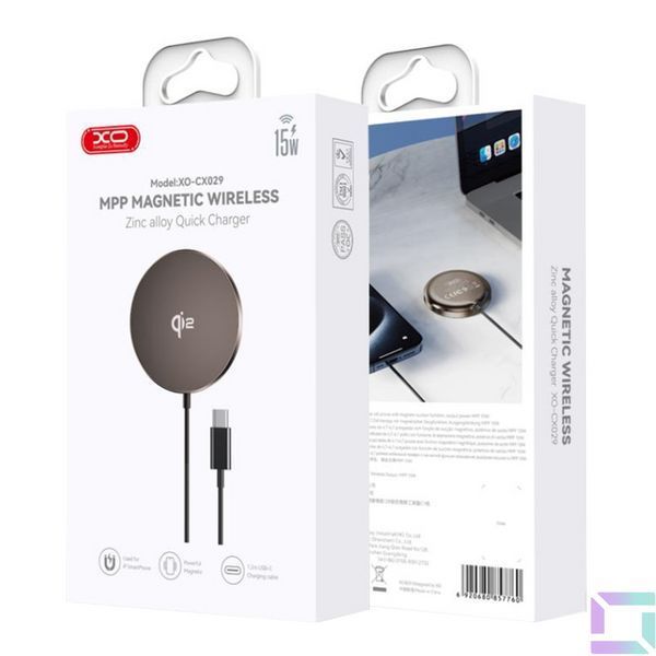 Бездротовий Зарядний Пристрій XO CX029 QI2 Magnetic Wireless 15W Чорний 6920680857760 фото