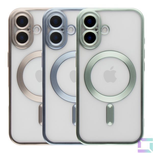 Чехол TPU Metallic Chrome Full Camera with Magsafe для iPhone 16 Chrome Black 2020000451396 фото