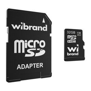 Карта Пам'яті Wibrand MicroSDHC 32gb UHS-1 10 Class & Adapter Чорний 4820124141931 фото
