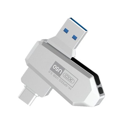 USB флеш-накопичувач XO U50 USB3.0+Type C 64GB Колір Стальной 6920680869145 фото