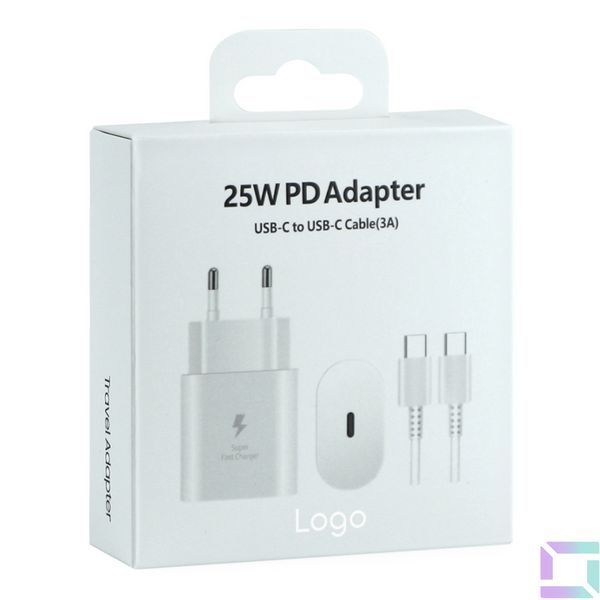 Мережевий Зарядний Пристрій для Samsung 1USB-C QC/PD25W+Type-C to Type-C 1:1 Бiлий 2020000385776 фото