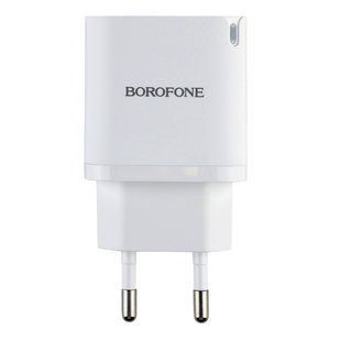 Мережевий Зарядний Пристрій Borofone BA84A 1USB-C PD/QC 30W+Type-C to Type-C Бiлий 6941991117442 фото