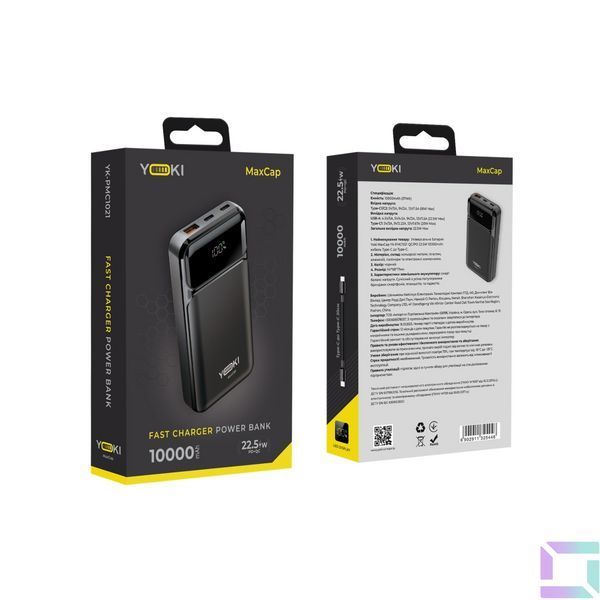 Універсальна Мобільна Батарея YOKI MaxCap 22,5W 10000 mAh Black YK-PMC1021 Black 6902911325446 фото